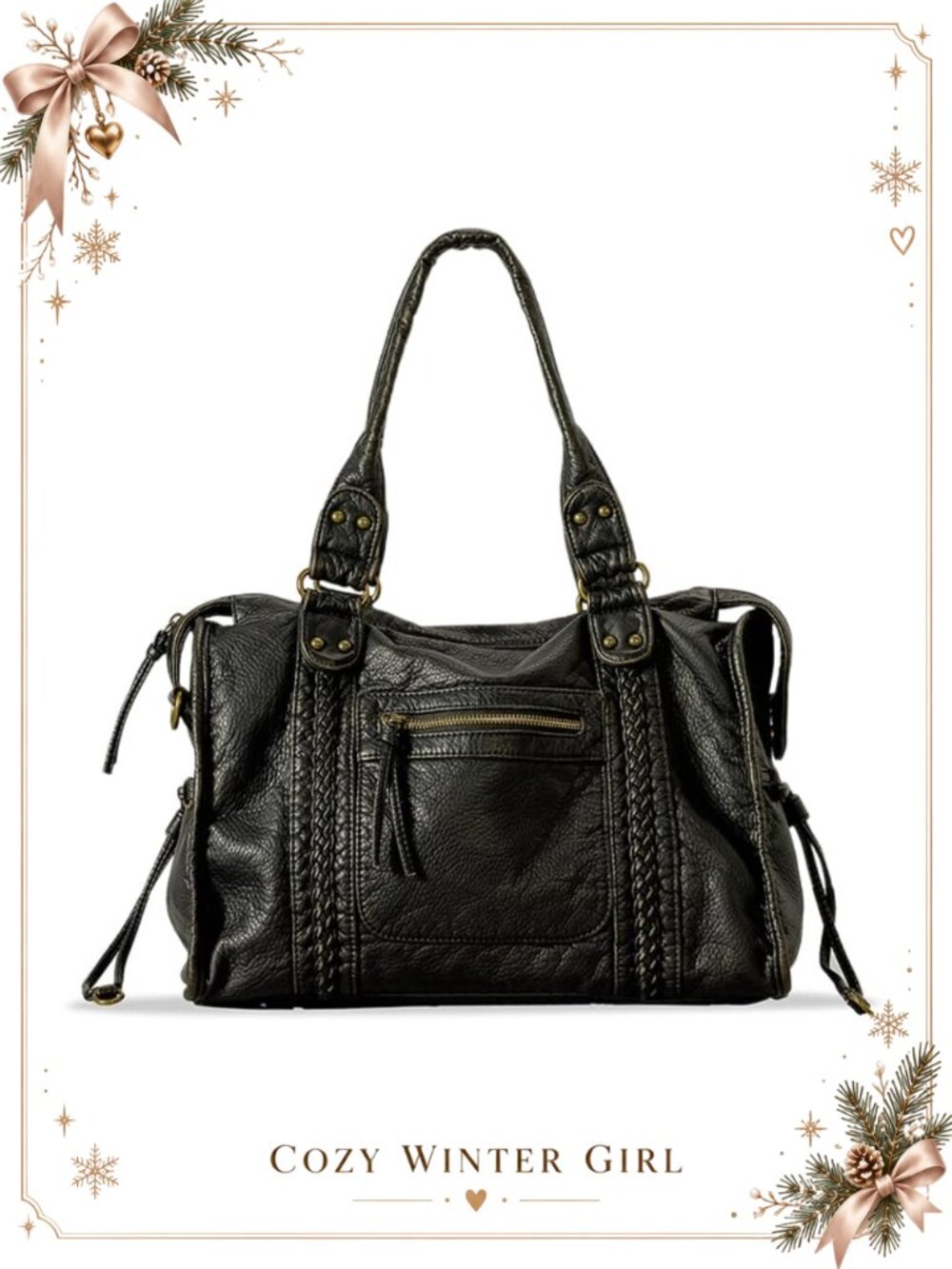 Soft Vegan Leather Hobo Tote Bag Large Shoulder Crossbody